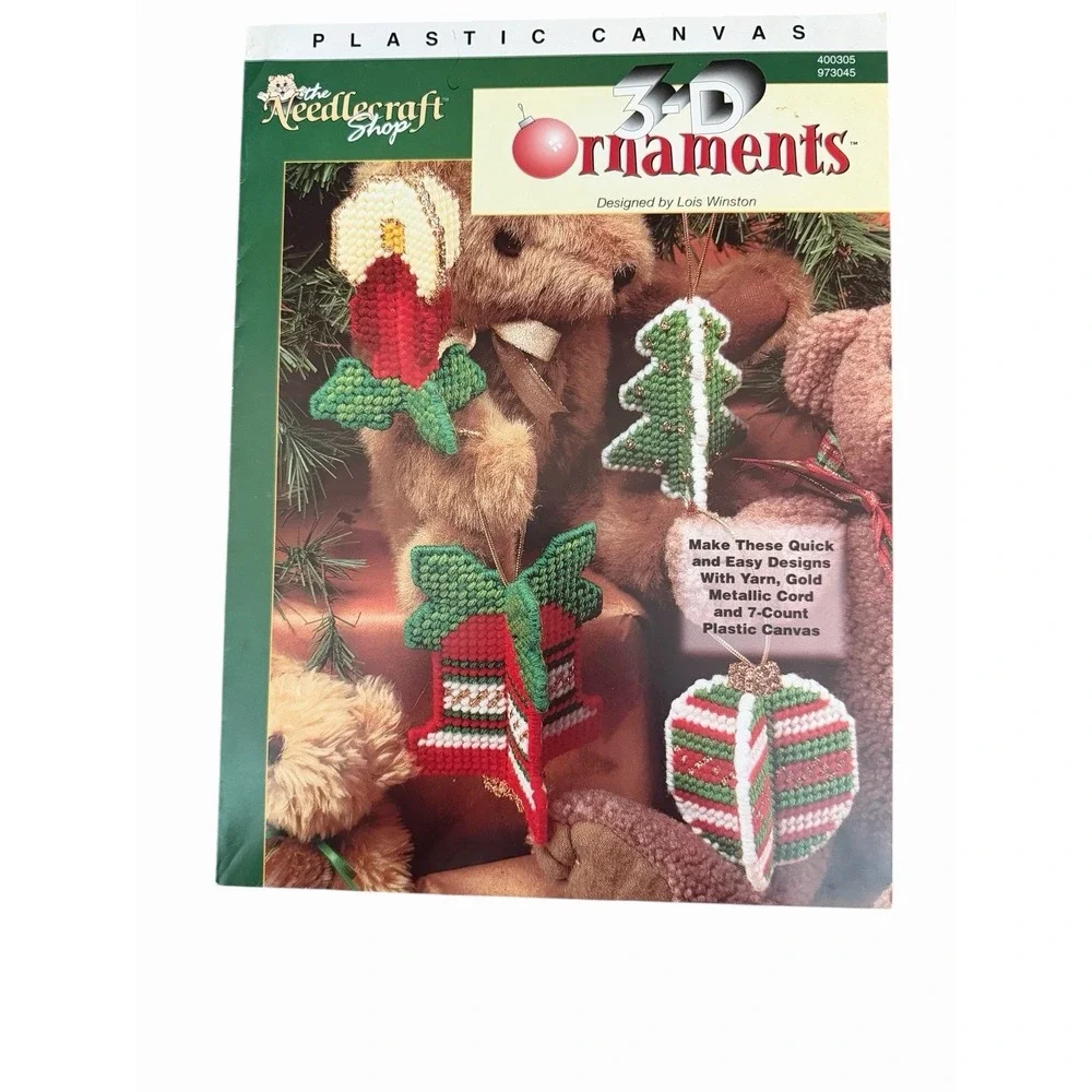 Christmas Ornaments 3D Plastic Canvas Pattern Instruction Books Vintage  Lot 4‎